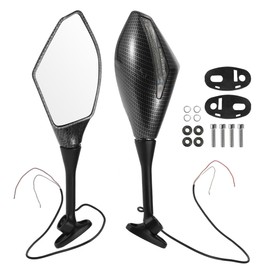 HEROFFIX 1 Set Motorcycle Rear View Mirrors for Honda CBR600RR 2003-2014 Front Side Mirrors Mount Carbon Fiber Pattern Black Aluminum Plastic