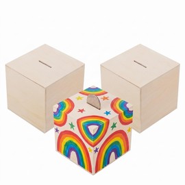 Milisten 3pcs Wooden Piggy Banks DIY Money Boxes for Kids and Teens