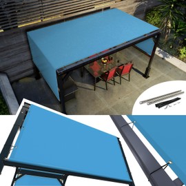 Amgo 12' W x 12' L Blue Waterproof Pergola UPF50 Sun Shade Canopy Replacement Cover, 220 GSM Cloth for Outdoor Patio, 95% UV Blockage, Includes Stainless Steel Weighted Rods (We Customize)