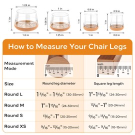 yomanta 24 PCS Silicone & Felt Chair Leg Floor Protectors for Hardwood Floors - Furniture Pads, Chair Leg Covers/Cups - No Noise & Scratch-Proof - Round XS (Fits 9/16" - 13/16" / 15-20mm), Clear
