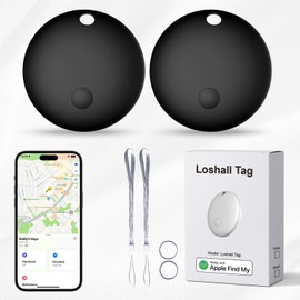 Lmrbelec Air Luggage Tag, Tracker Key Finder Works with Apple Find My (iOS Only), Tracking Device Item Locator Smart Tag for Luggage Suitcase, Key Chain, Wallet, Bike - 2-Pack (Black)