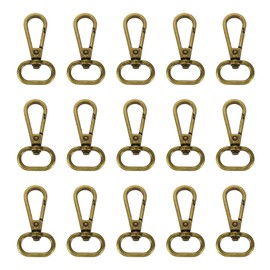 sourcing map 15Pcs Swivel Clasps, 0.8 Inch Oval Ring Lobster Clasp Claw Metal Push Gate Snap Hook for Purse Making Keychain Belt Strap, Bronze