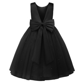 JerrisApparel Flower Girls Dress Wedding Satin Dresses Princess Birthday Party Prom Ball Gown (7T, Black)