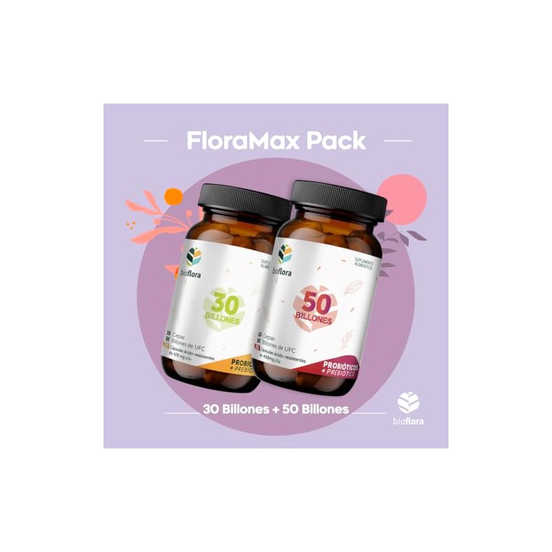 Pack Probióticos y Prebióticos Bioflora Max 30 Billones 35 CAPS