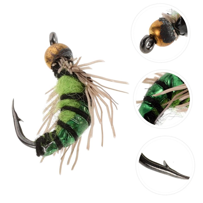 Sosoport 10pcs Bionic Fishing Hooks Realistic Bead Lures for Freshwater