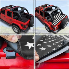 Shadeidea JL Trunk Cover Compatible with Jeep Wrangler Cargo Tonneau Ton Cover JLU (2018-Current) 4 Door - Black Flag - 3 Year Warranty