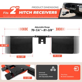 Gelacie Adjustable Hitch-Mounted Mud Flap 2" Hitch Receiver Fits Most Types