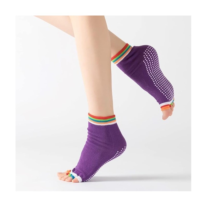 Yoga Pilates Toe Socks Toeless Socks with Grips for Women