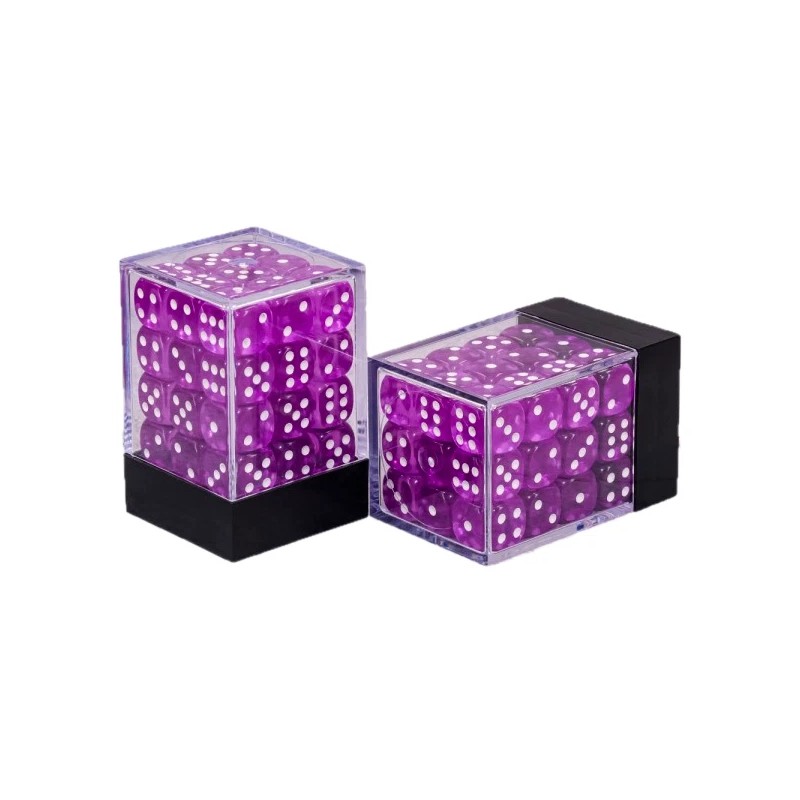 D20 12MM (36 count) TRANSLUCENT PURPLE with WHITE PIPS D6