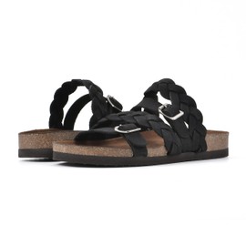 WHITE MOUNTAIN Women's Holland Footbed Sandal, Black/Nubuck, 11 M