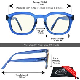 proSPORT Computer Reader Blue Light Blocker Reading Glasses +4.00 Blue Square Frame Anti Glare Anti Eye Straining