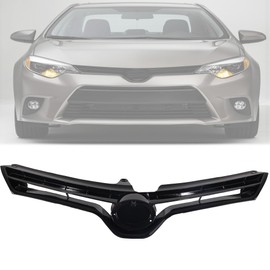 OKHOTY Front Bumper Upper Grille ABS Plastic Fit For 2014 2015 2016 Toyota Corolla LE Grill Guard Replacement Kit Black Front Cover Air Intake