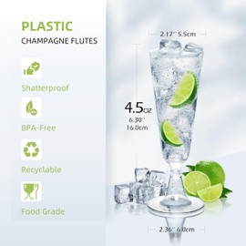 OptiThing 24-Pack Disposable Plastic Champagne Flutes – 4.5 Oz Clear Mimosa Glasses for Weddings, New Year, Birthdays, Engagements, and Cocktail Parties – Elegant and Durable Toasting Cups, BPA-Free