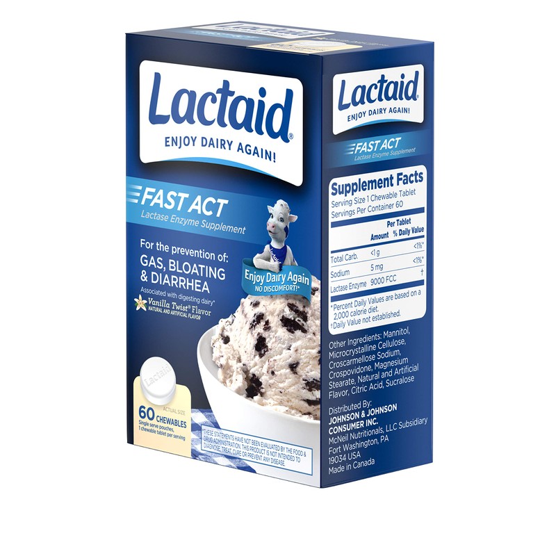 LACTAID Fast Act Chewables Vanilla Twist 60 ea (Pack of