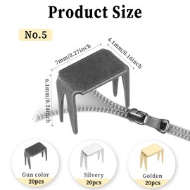 60 Pcs Zipper Stoppers Zippers Repair Kits Top Bottom Stops for Bags Coats Jackets Zippers Rescue Repair(Silver Gold Iron Gray)