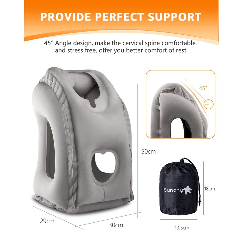 Sunany Travel Pillow, Inflatable Neck Pillow Used for Airplanes/Cars/Buses/Trains/Office Napping