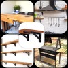 Hocansen 2Pcs Metal Foldable Brackets L Shelf Collapsible Brackets Black