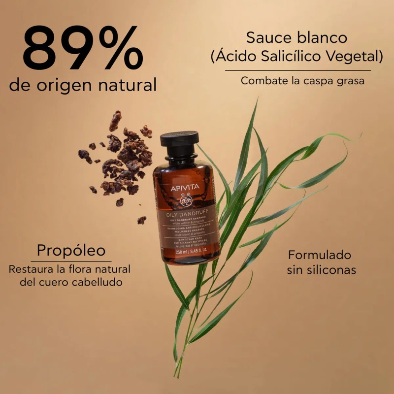 Apivita Shampoo anticaspa para cuero cabelludo graso 250ml