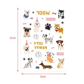 Cranight Children's Dog Tattoo, 66 Glitter Large Tattoo Stickers, Skin-Friendly, Temporary Children's Tattoos, Fake Tattoo, Children's Birthday Party Favours, Woof Party Favours