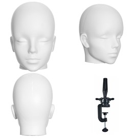 SK-QACD Mannequin Head Male Professional Cosmetology White Manikin Head for Display Headset, Headphone, Game Console, Hats, Wigs Jewellery