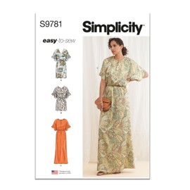 Simplicity Misses' Split Neck Dresses Sewing Pattern Packet, Design Code S9781, Sizes 18-20-22-24-26, Multicolor