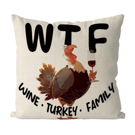 GAGEC Thanksgiving Pillow Covers 18 x 18 Inch Funny Turkey Throw Pillow Covers Thankful Fall Autumn Pillowcase for Sofa Couch Holiday Home Decor