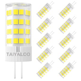 TAIYALOO G4 LED Bulbs 5W T3 40W Halogen Replacement 12V AC/DC JC Bi-Pin Base for Outdoor Landscape Lighting Deck Stair Step Path Lights, Daylight White 5000K, Non-Dimmable (10 Pack)