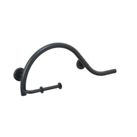 Grab Bar Toilet Paper Holder for Bathroom Safety/304 Stainless Steel/Right/Matte Black/ 30" x 11"