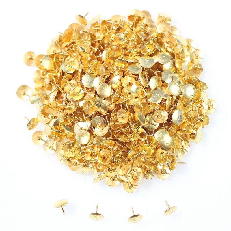 1000pcs Drawing Pins, BetterJonny 9.5mm Gold Push Pins Iron Thumb