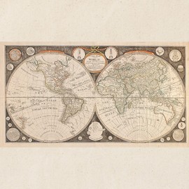 CafePress Vintage Map Of The World (1799) 5 Tote Bag Reusable Natural Beige Canvas Shopping Bag