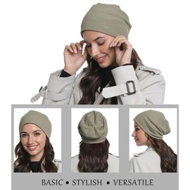 Slouchy Beanie for Women Men, Cotton Knit Winter Warm Beanies Hat, Windproof, Lightweight, Slouch Knitted Skull Cap