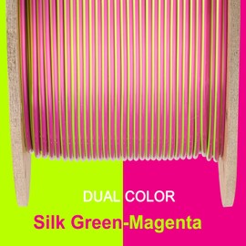 OVERTURE Silk PLA 1.75mm Dual Color Filament, Clog-Free Shiny 3D Printer Filament, 1kg Spool(2.2lbs), Dimensional Accuracy +/- 0.02 mm, Fit Most FDM Printer(Silk Green-Magenta)