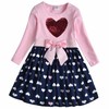 VIKITA Toddler Girls Dresses Pink Winter Clothes Sparkling Hearts Long