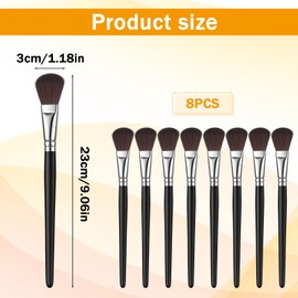8 PCS Mop Brush for Acrylic Painting 1 Inch Blending Brush for Acrylic Painting with Short Wooden Handle, Oval Blending Brushes Oil Paint Brushes for Watercolor, Acrylics, Gouache, Face Body Black