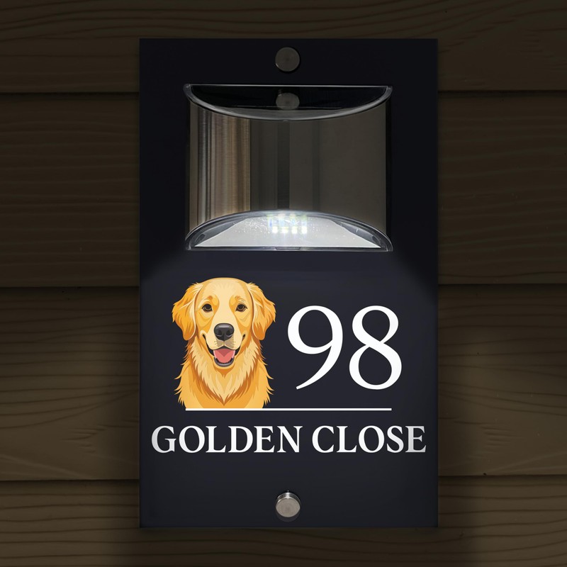 Custom Signs Solar Illuminated Modern Anthracite House Number Sign 24cm