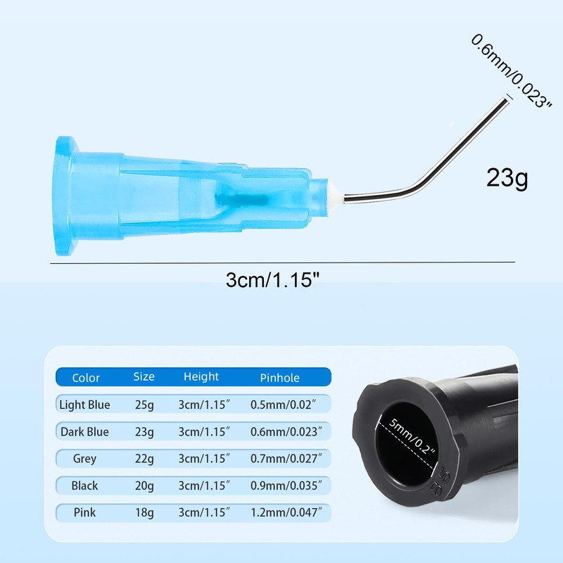 JMU 100Pcs Bent Dispensing Tips 23G, Blunt Tip Dispensing Needle,