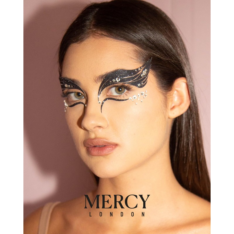 MERCY LONDON Black Swan Face Jewels Ballet Costume Accessories Face