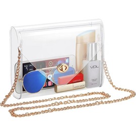 Clear Purse for Women, Clear Bag Stadium Approved, See Through Clear Handbag for Concerts Sports Events - Color: Gold