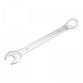 uxcell Thin Combination Wrench with Offset 6-Point End and Angled Open End, Metric Mirror-Chrome Plated High Carbon Steel, for Household Repairs, 17mm