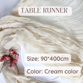 2 Pcs Table Runner Cheesecloth Wedding Decor Arch Draping for Wedding Bridal Baby Shower Birthday Party Crinkle Cheese Cloth Table Decor 90 x 400 cm Long