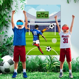 Pin the Football Game for Children, 7 Pieces Football Birthday Decoration Set - Football Party Sticker, Birthday Decoration Football Eye Mask + Football Birthday Poster etc. Football Decoration