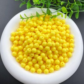 Jmassyang 800 Pieces 6mm Acrylic Round Beads Smooth Spacer Plastic Pastel Craft Beads for DIY Craft Jewelry Making Bracelets Necklaces Earring Crafting Supplies (Yellow)
