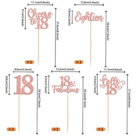 ZHUOWEISM 15 PCS Happy 18th Birthday Centerpiece Sticks Eighteen Cheers to 18 Table Flower Centerpieces Sticks Happy 18 Fabulous Floral Decors for 18th Birthday Party Centerpieces Rose Gold