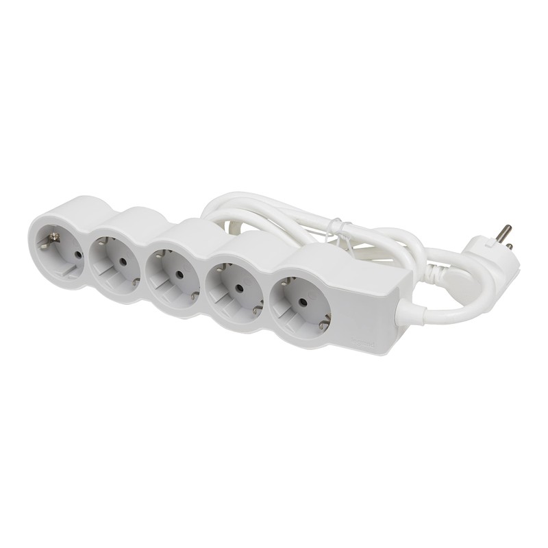 LEGRAND, Flat Power Strip, 5-Way Socket, Multiple Socket, 3 Metre
