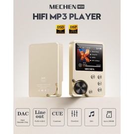 MP3 Player, MECHEN Lossless DSD High Resolution Portable Digital Audio Music Player with 64GB Memory Card, DAC HiFi Lossless Audio Player，Support up to 256GB (Gold)