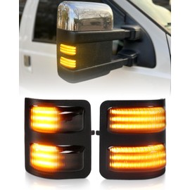 PWOBVZ Switchback LED Side Mirror Marker Lights for Ford F250 F350 F450 F550 Super Duty 2008-2016，Smoke Lens Sequential Amber Turn Signal Lights Amber Running Lights，Pack of 2