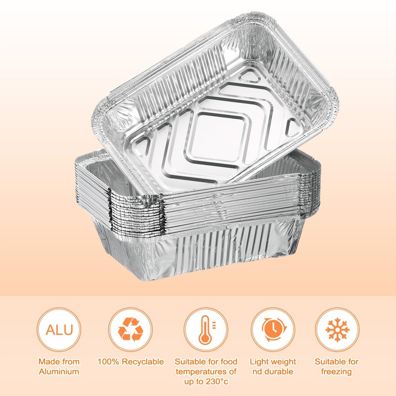 sourcing map 30pcs Aluminum Foil Pie Pans 7.48x5.12" Rectangle Disposable