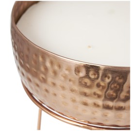 Deco 79 Metal Decorative Candle Vanilla Marshmallow Scented Tall Hammered 70 oz 4 Wick Aromatherapy Candle with White Wax, Wax Aromatherapy Candle 9" x 9" x 10", Copper