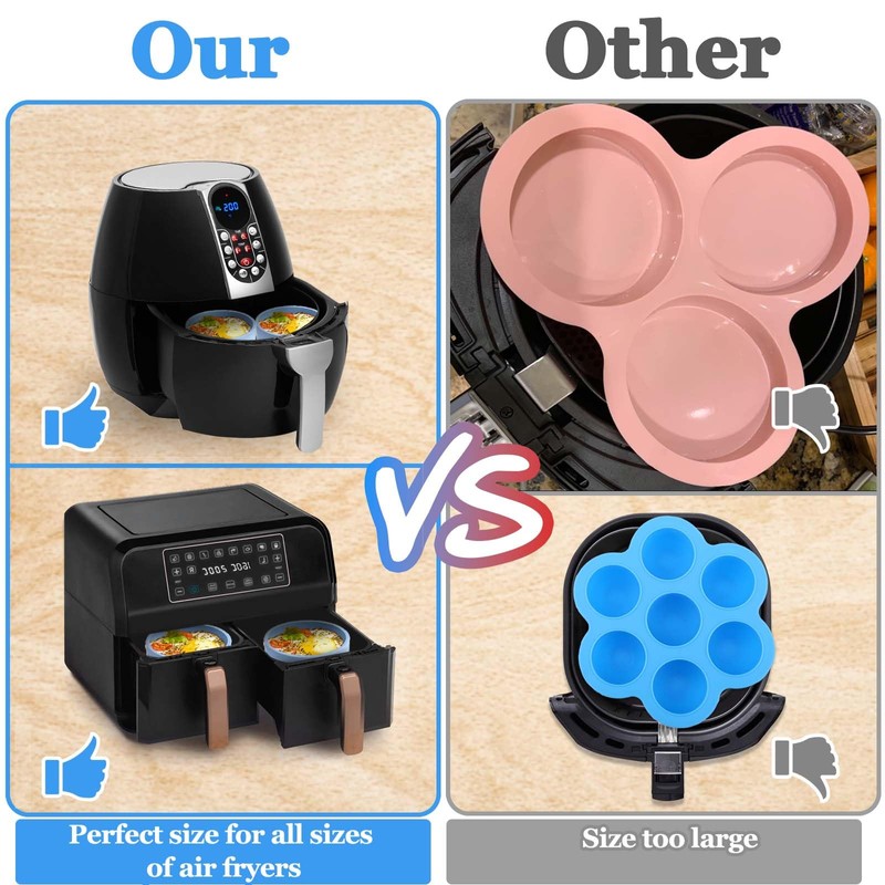 XANGNIER Silicone Air Fryer Egg Mold,3 Pcs Reusable Nonstick Egg