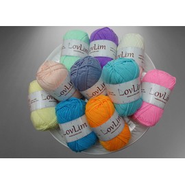 LovLim Crochet Yarn, 10x50g Soft Cotton Yarn Skeins, 1200+ Yards, for Crochet and Knitting, Free Crochet/Amigurumi Patterns, Craft DK Yarn Perfect Starter Kit (Pastel)